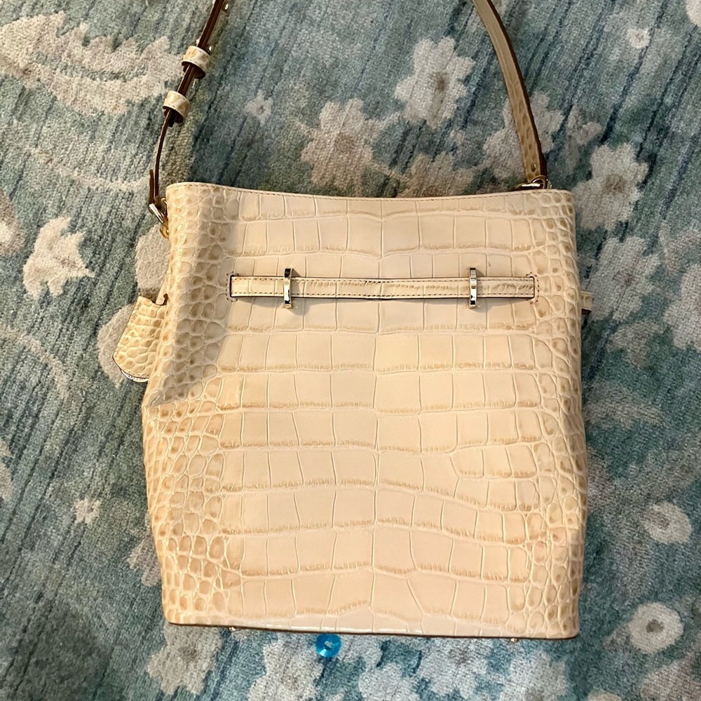 Brahmin Cream Crocodile-Embossed Shoulder Bag - Picture 3 of 14